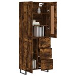 vidaXL Buffet haut Chêne fumé 69 5x34x180 cm Bois d'ingénierie