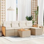 vidaXL Salon de jardin avec coussins 6 Pièces beige résine tressée