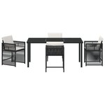 vidaXL Ensemble de salle à manger de jardin de 5 pièces avec coussins en rattan poly noir