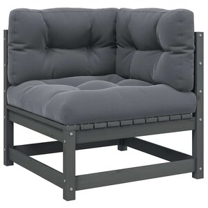 vidaXL Canapé d'angle de jardin coussins anthracite Bois de pin massif