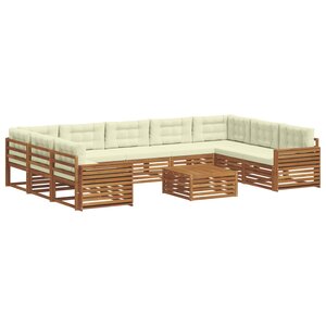 vidaXL Ensemble de canapés d'extérieur 10 pc Naturel et Crème
