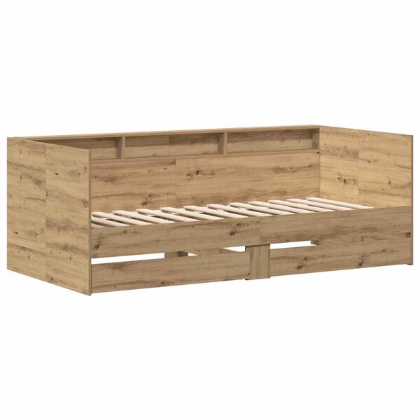 vidaXL Lit d'appoint Chêne artisanal 90 x 190 cm Bois d'ingénierie