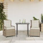 vidaXL Ensemble à manger de jardin et coussins 3 Pièces Beige poly rotin