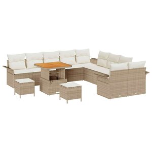 vidaXL Ensemble de canapé de jardin avec coussin 13 Pièces Beige et crème