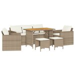 vidaXL Salon de jardin avec coussins 6 Pièces beige résine tressée