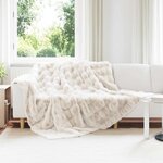 vidaXL Couverture en Fourrure de Lapin Synthétique Blanc 240 x 270 cm