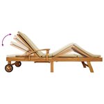 vidaXL Chaise longue avec coussin 100  Polyester Teck Solide