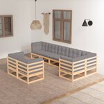 vidaXL Salon de jardin 8 Pièces avec coussins Bois de pin massif