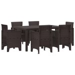 vidaXL Ensemble de salle à manger de jardin 7 pièces en poly rotin marron