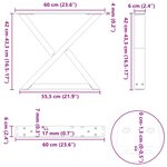 vidaXL Pieds de table basse 2 pièces Blanc 60 x (42-43 3) cm Acier