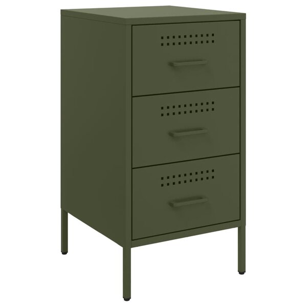 vidaXL Table de chevet vert olive 36x39x68 cm acier laminé à froid