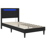 vidaXL Cadre de lit avec bandes LED Noir 90 x 190 cm Simili cuir