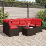 vidaXL Ensemble de canapé de jardin avec coussin 7 Pièces Beige Rouge