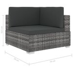 vidaXL Salon de jardin 6 Pièces avec coussins Résine tressée Gris