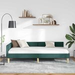 vidaXL Cadre de lit d'angle Vert foncé 90 x 190 cm tissu