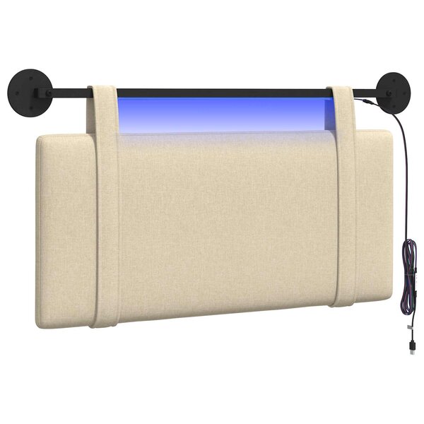 vidaXL Tête de lit suspendue Crème Tissu