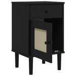 vidaXL Table de chevet SENJA aspect de rotin noir bois de pin massif