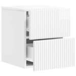 vidaXL Cabinet de chevet mural 2 Pièces Blanc brillant 33 x 34 5 x 40 cm