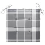 vidaXL Chaises de jardin lot de 2 avec coussins à carreaux gris Teck