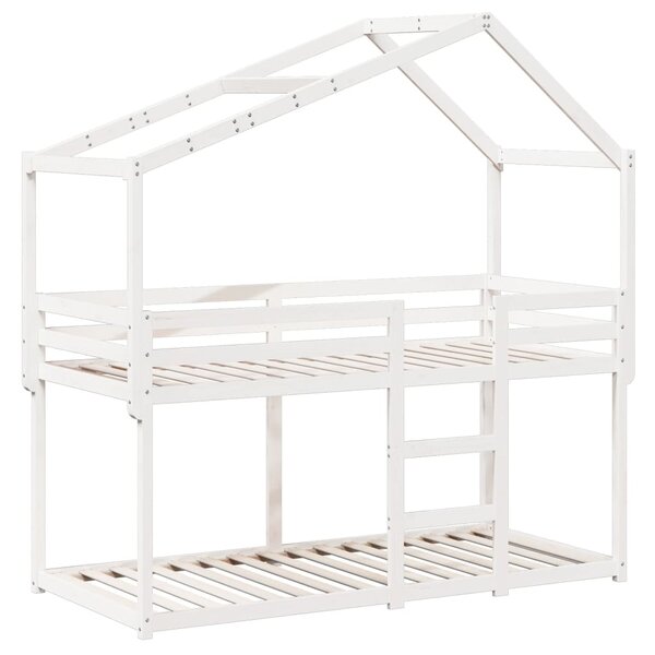 vidaXL Lit superposé avec toit blanc 90x190 cm bois massif de pin