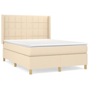 vidaXL Sommier à lattes de lit avec matelas Crème 140x200 cm Tissu
