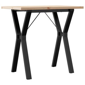 vidaXL Table à manger cadre en Y 80x50x75 5cm bois de pin massif fonte