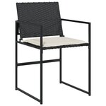 vidaXL Ensemble de Salle à Manger de Jardin 5 Pièces avec Coussins Noir Rotin Synthétique