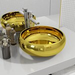 vidaXL Lavabo 40 x 15 cm Céramique Doré