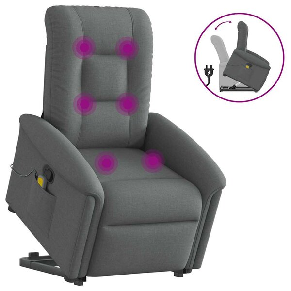 vidaXL Fauteuil de massage inclinable Gris foncé Tissu