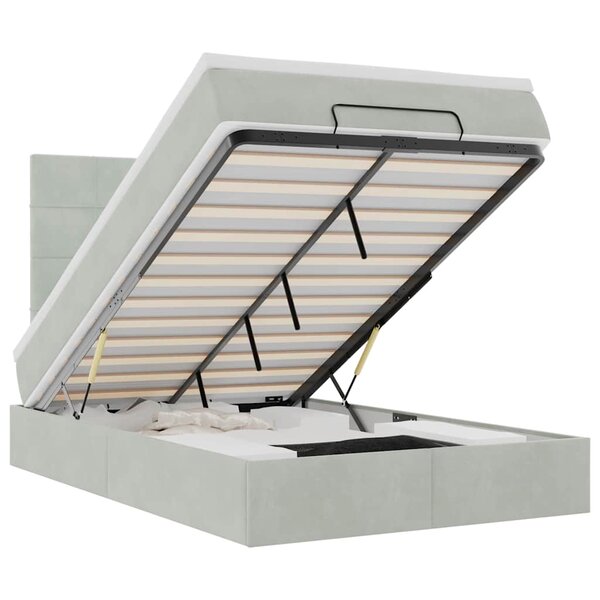 vidaXL Cadre de lit ottoman et matelas gris clair 120x200 cm velours