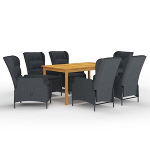 vidaXL Ensemble à manger de jardin 7 Pièces Gris foncé