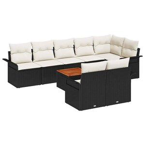 vidaXL Ensemble de canapé de jardin 9 Pièces Noir et Crème polyrotin