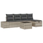vidaXL Ensemble de 6 canapés de jardin avec coussins Gris clair Poly Rattan