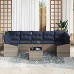 vidaXL Ensemble de Canapés avec coussin 8 Pièces Gris et marine polyrotin