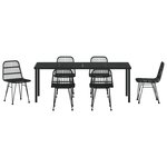 vidaXL Set de Dîner de Jardin 7 Pièces Noir Poly Rattan