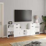 vidaXL Meubles TV 5 Pièces avec rangement ODDA blanc bois de pin massif