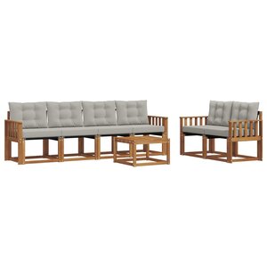 vidaXL Ensemble de canapés d'extérieur 7 pc Gris Naturel et Clair