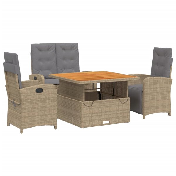 vidaXL Ensemble à manger de jardin coussins 4 Pièces beige résine tressée