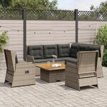 vidaXL Salon de jardin 5 Pièces avec coussins Gris Résine tressée