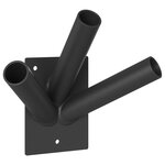 vidaXL Porte-drapeau pour 3 drapeaux - À fixer au mur  acier noir