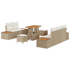 vidaXL Ensemble de canapé de jardin avec coussin 8 Pièces Beige et crème