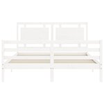 vidaXL Cadre de lit avec tête de lit blanc King Size bois massif