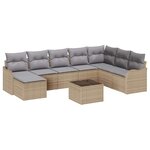 vidaXL Ensemble de canapé de jardin 9 Pièces Beige Poly rotin