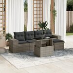 vidaXL Salon de jardin 6 Pièces avec coussins gris résine tressée