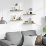 vidaXL Étagères murales 4 Pièces blanc et chêne sonoma 40x9x3 cm