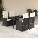 vidaXL Ensemble à manger de jardin coussins 5Pièces Noir Résine tressée