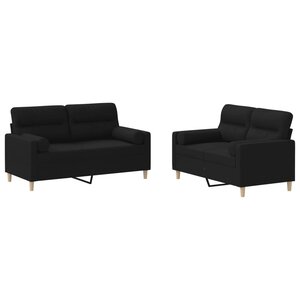 vidaXL Ensemble de canapés 2 Pièces avec coussins noir tissu
