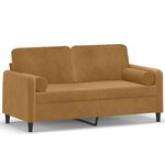 vidaXL Canapé 2 places avec oreillers décoratifs brun 140 cm velours