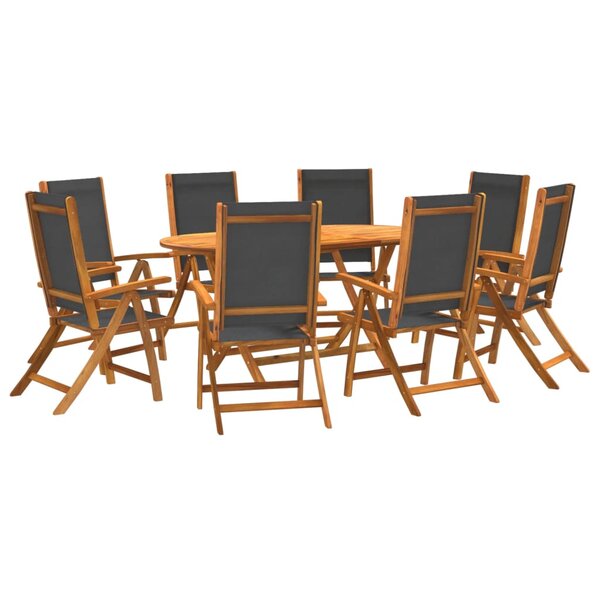vidaXL Ensemble à manger de jardin 9Pièces bois d'acacia solide textilène