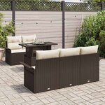 vidaXL Ensemble de canapé de jardin 6 Pièces Marron Poly Rattan